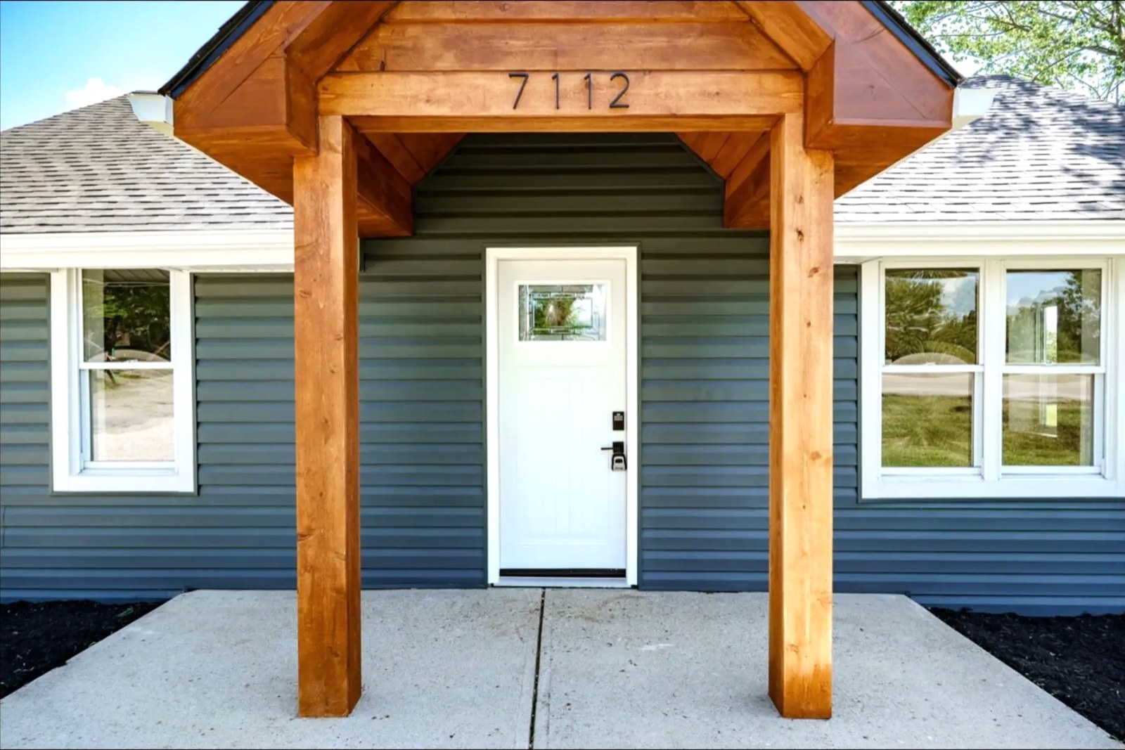 Cedar Post Porch & Concrete Entry
