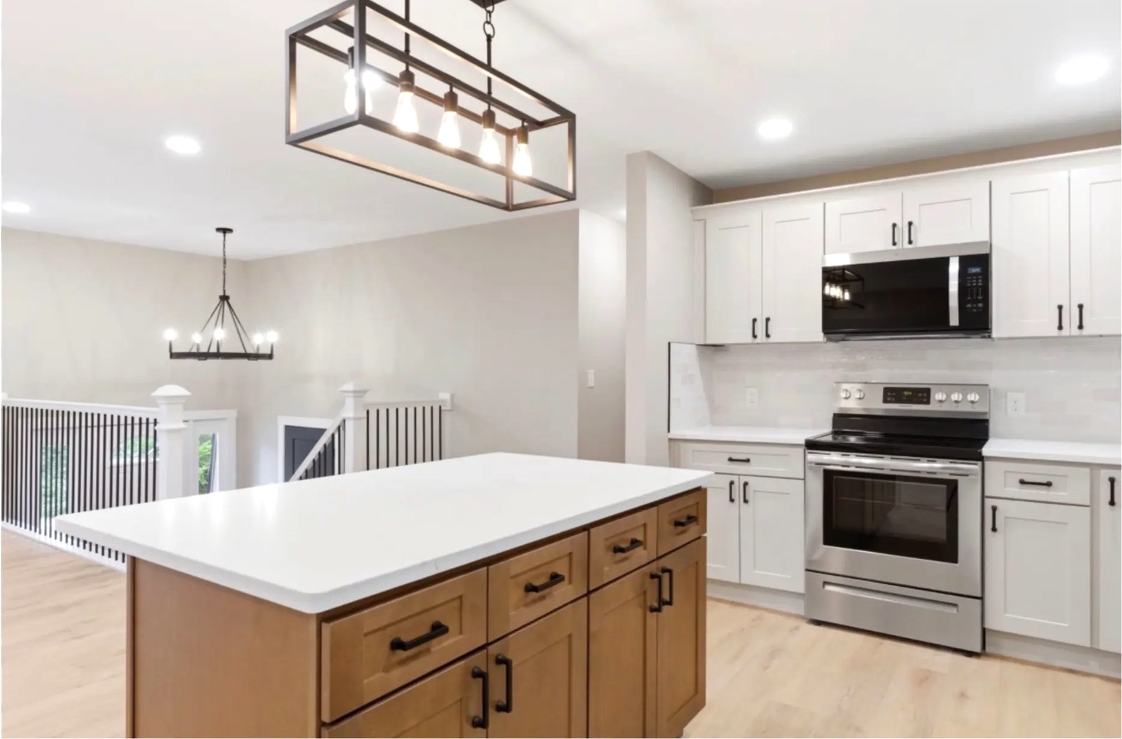 Quartz Island with Wood Cabinetry