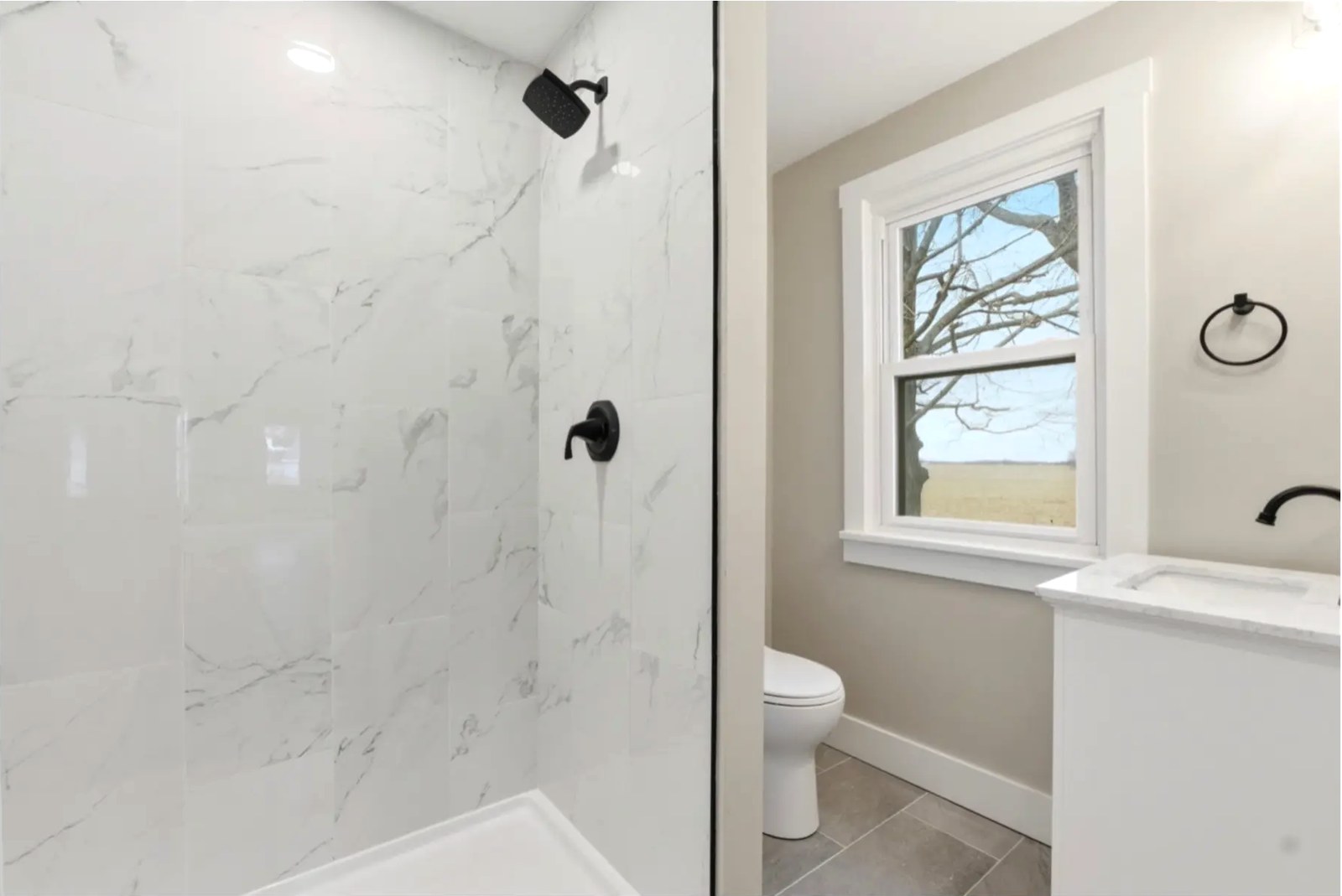 Marble Tile Walk-In Shower